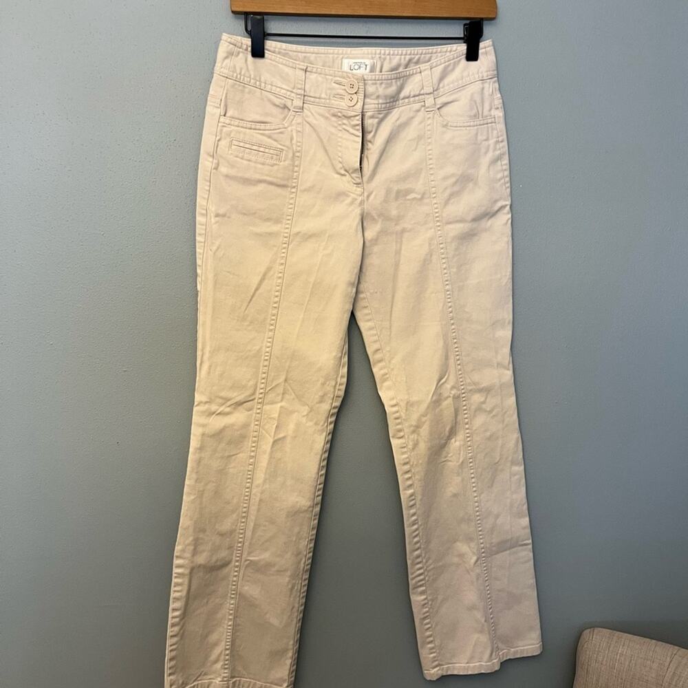 LOFT Cream Cotton Blend Pants
